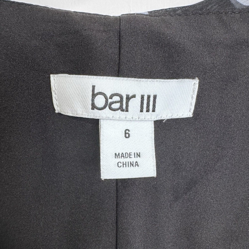 Bar III Floral Ruffle Maxi Dress Womens Size 6 Black White Sleeveless Belted - Picture 3 of 7
